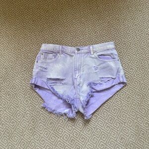 Light purple denim shorts